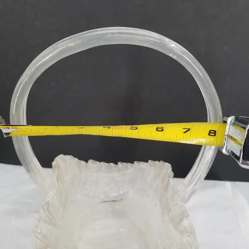 Vintage Lucite Spaghetti Spun Ribbon Plastic Basket, 10 x 6 x 10 1/2